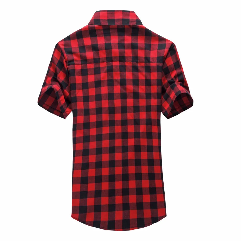 Camisa hombre cuadros manga corta casual verano ligera transpirable elegante informal