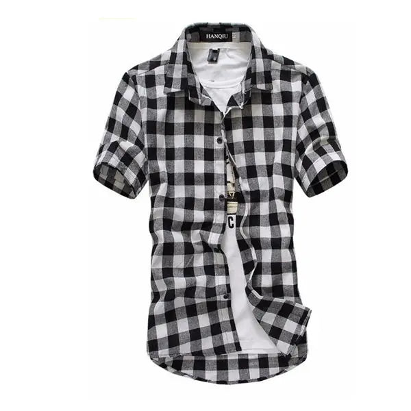 Camisa hombre cuadros manga corta casual verano ligera transpirable elegante informal