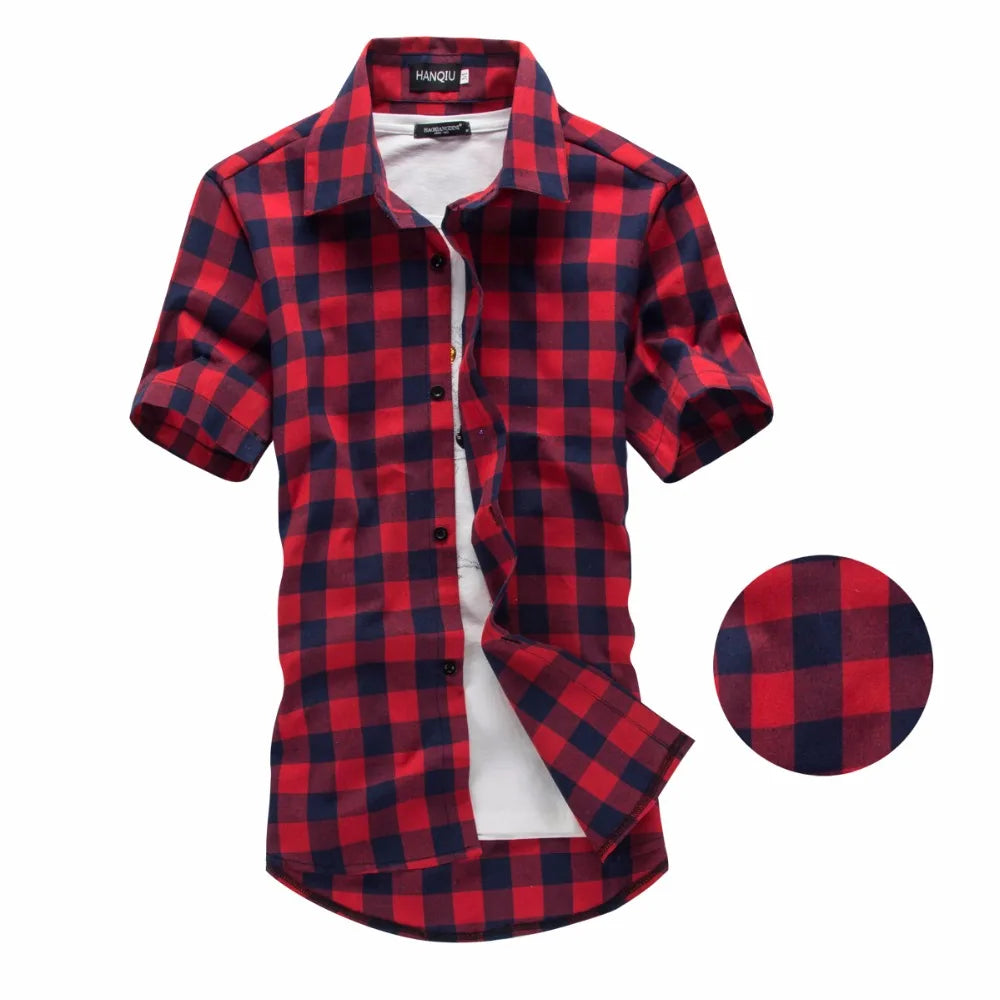 Camisa hombre cuadros manga corta casual verano ligera transpirable elegante informal