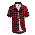 Camisa hombre cuadros manga corta casual verano ligera transpirable elegante informal