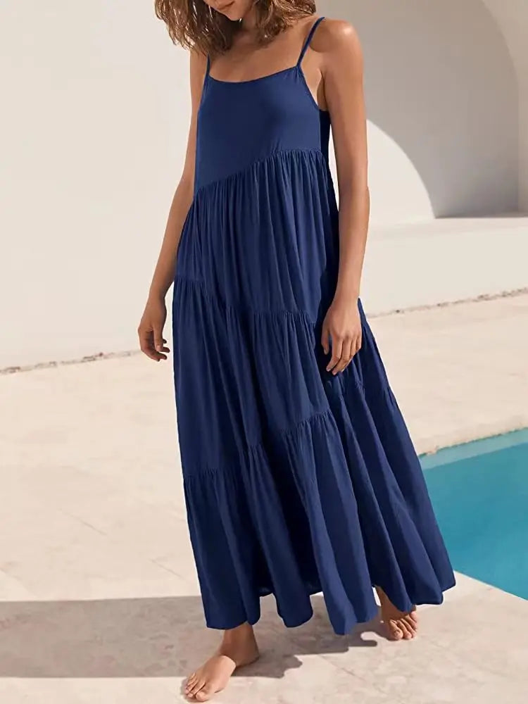 Vestido Largo de Lino con Corte A-Line