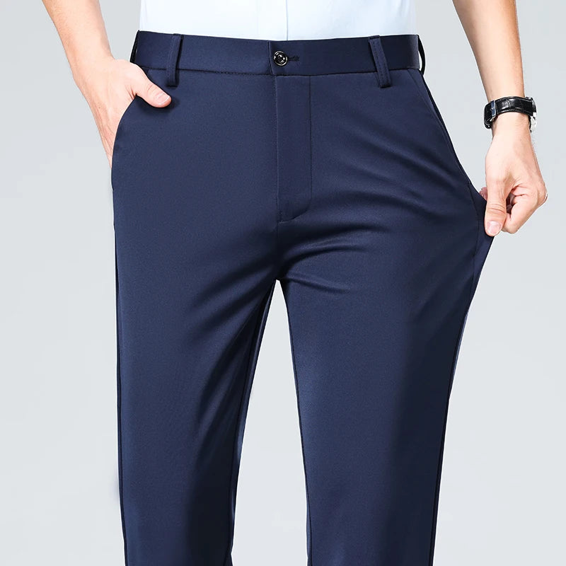 Pantalón de traje de hombre elegante casual slim fit – ideal para negocios primavera y verano