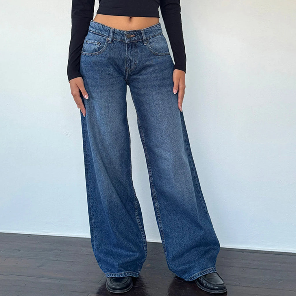 Vaqueros Boyfriend de Cintura Alta para Mujer – Estilo High Street con Bolsillos y Botones
