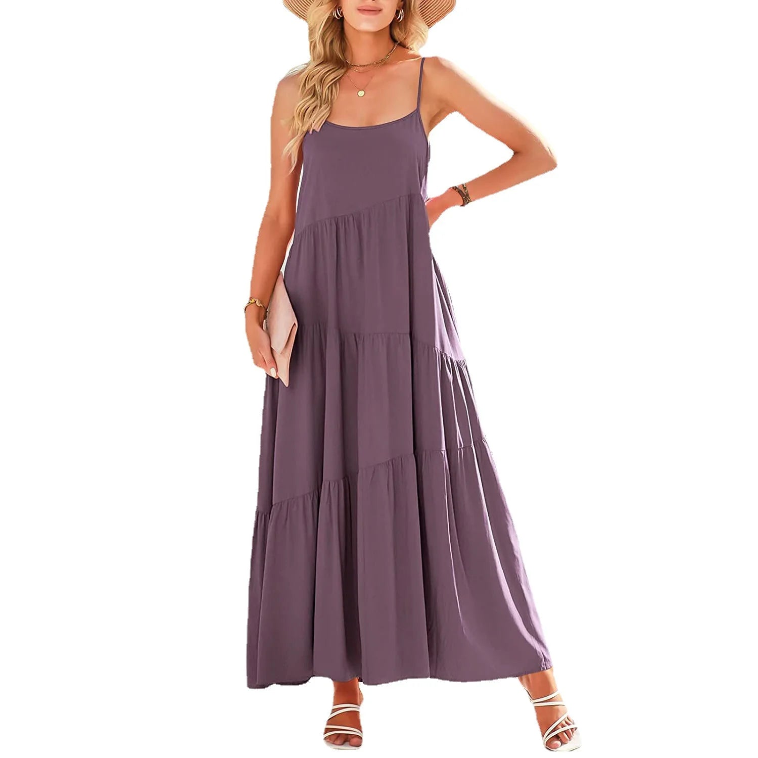 Vestido Largo de Lino con Corte A-Line