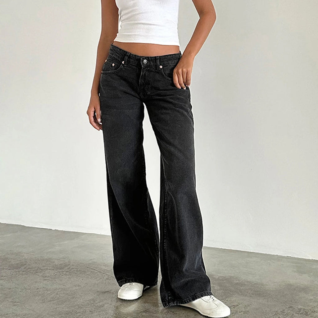 Vaqueros Boyfriend de Cintura Alta para Mujer – Estilo High Street con Bolsillos y Botones