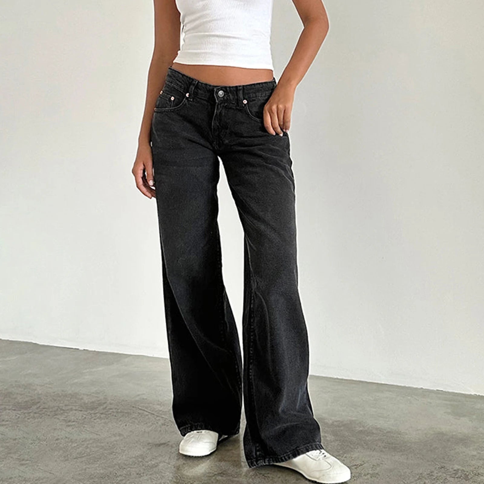 Vaqueros Boyfriend de Cintura Alta para Mujer – Estilo High Street con Bolsillos y Botones