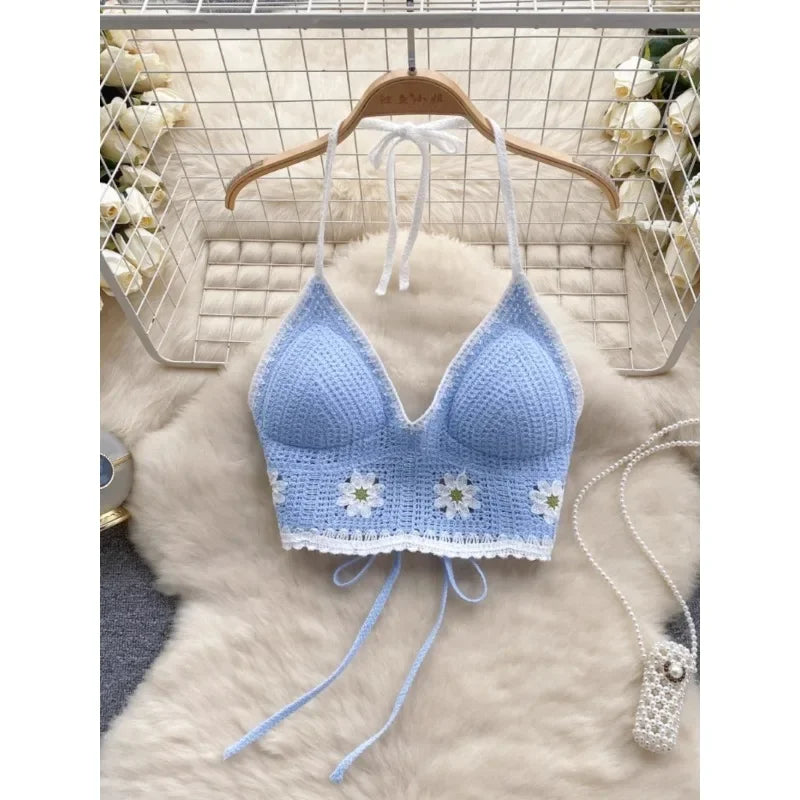 Top floral bordado para mujer – estilo dulce de encaje ideal para verano