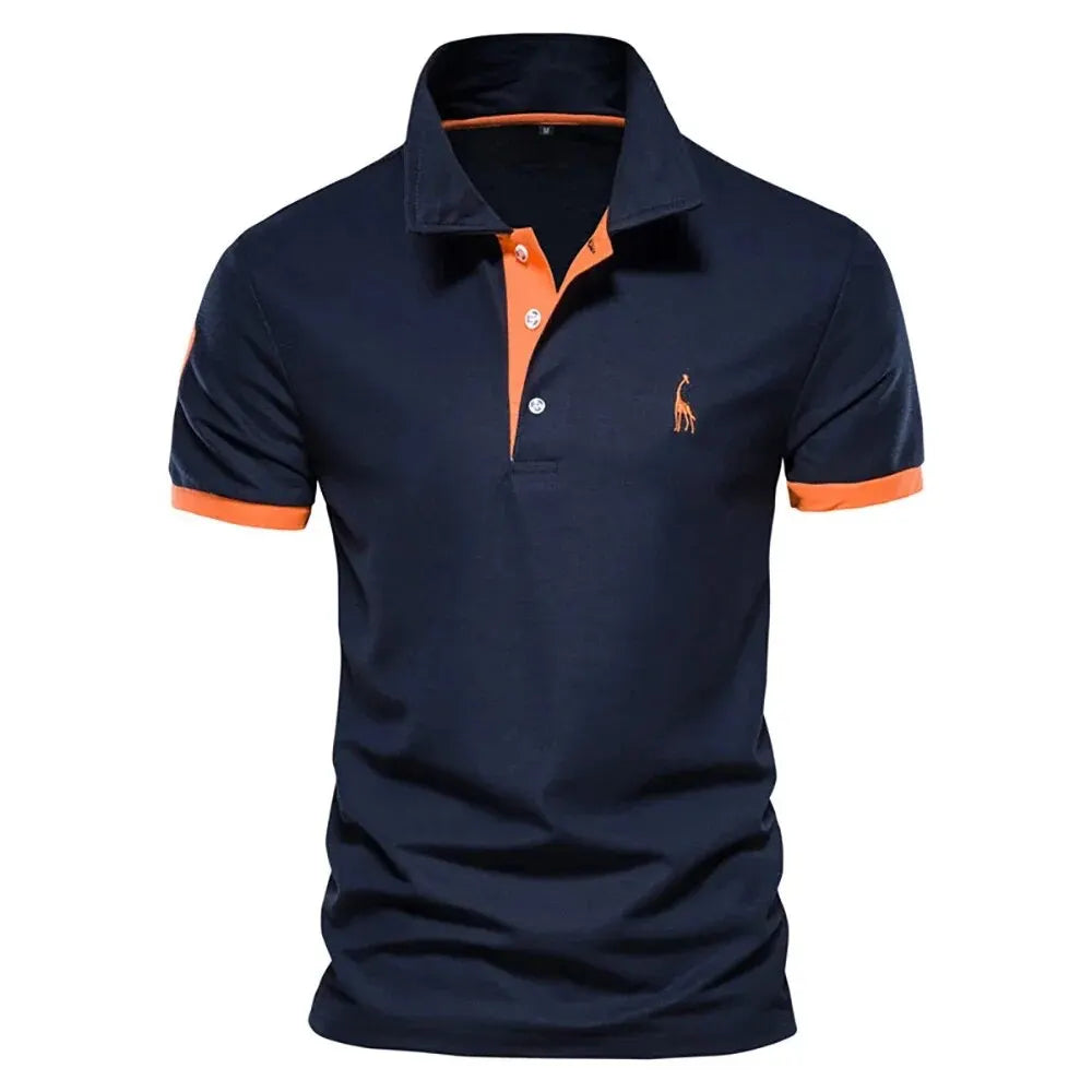 Polo de hombre manga corta bordado en contraste – estilo casual de verano antiencoje