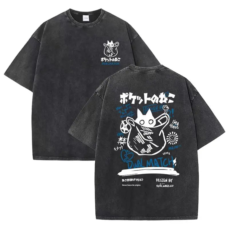 Camiseta hombre dibujos animados vintage algodón transpirable verano casual cómoda elástica