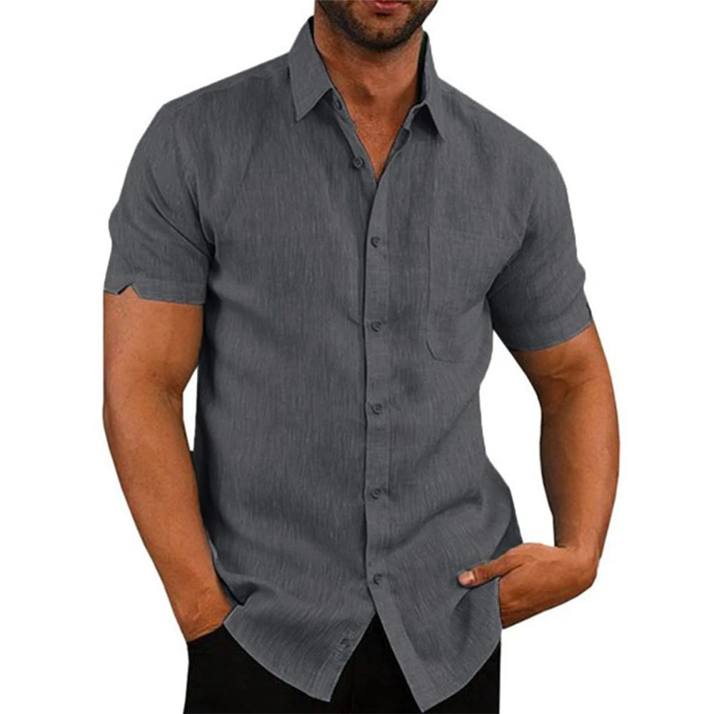 Camisa hombre cuello vuelto verano elegante