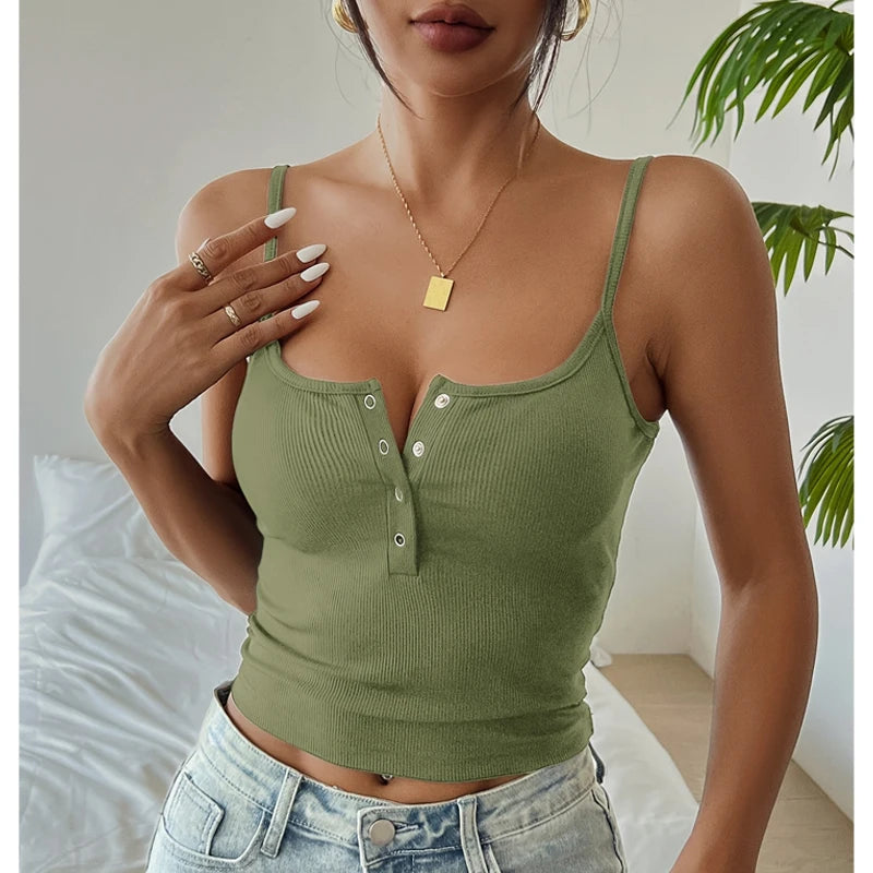 Camiseta de tirantes elástica para mujer – top casual cómodo y versátil para verano
