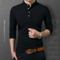 Polo de hombre manga larga estilo negocios liso antipilling – elegante y cómodo para primavera y otoño