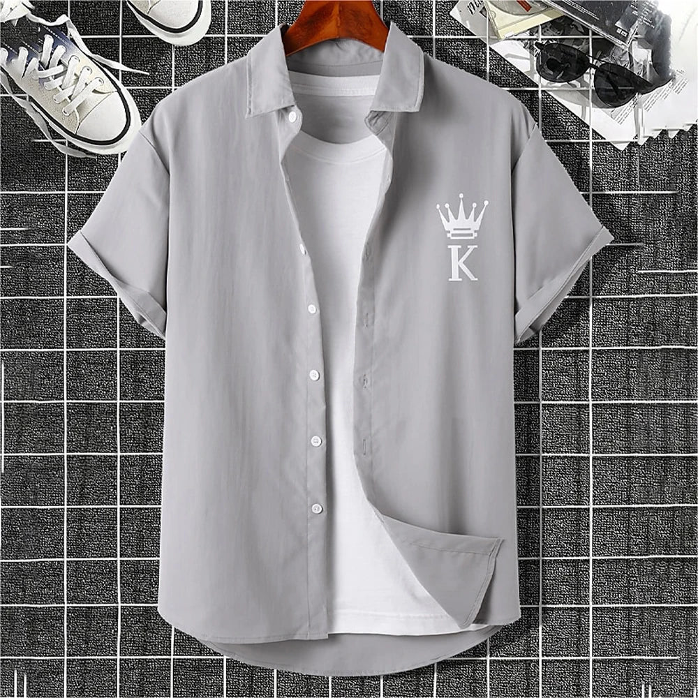 Camisa Informal de Hombre de Pana con Cuello Vuelto – Estilo Verano con Estampado
