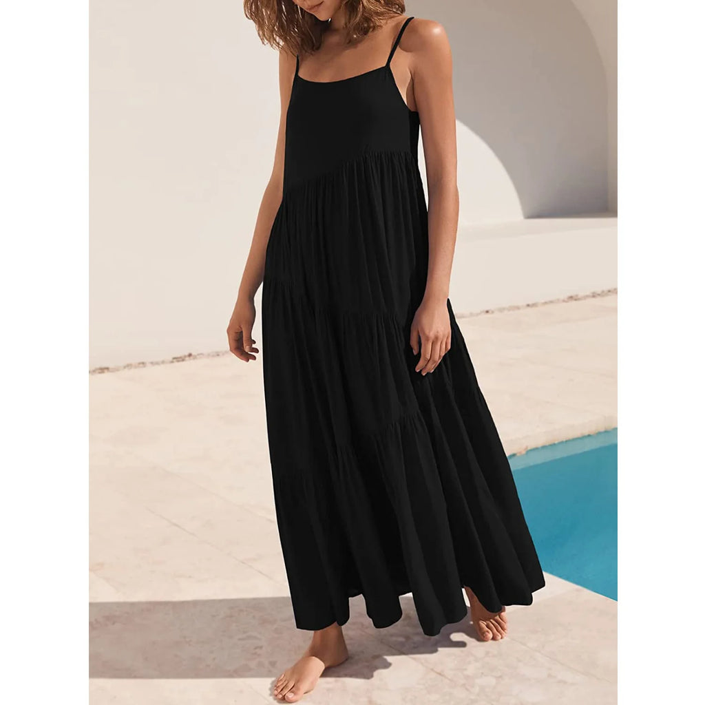 Vestido Largo de Lino con Corte A-Line