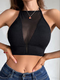 Camisola sin mangas para mujer de encaje – top básico elástico y cómodo para uso diario