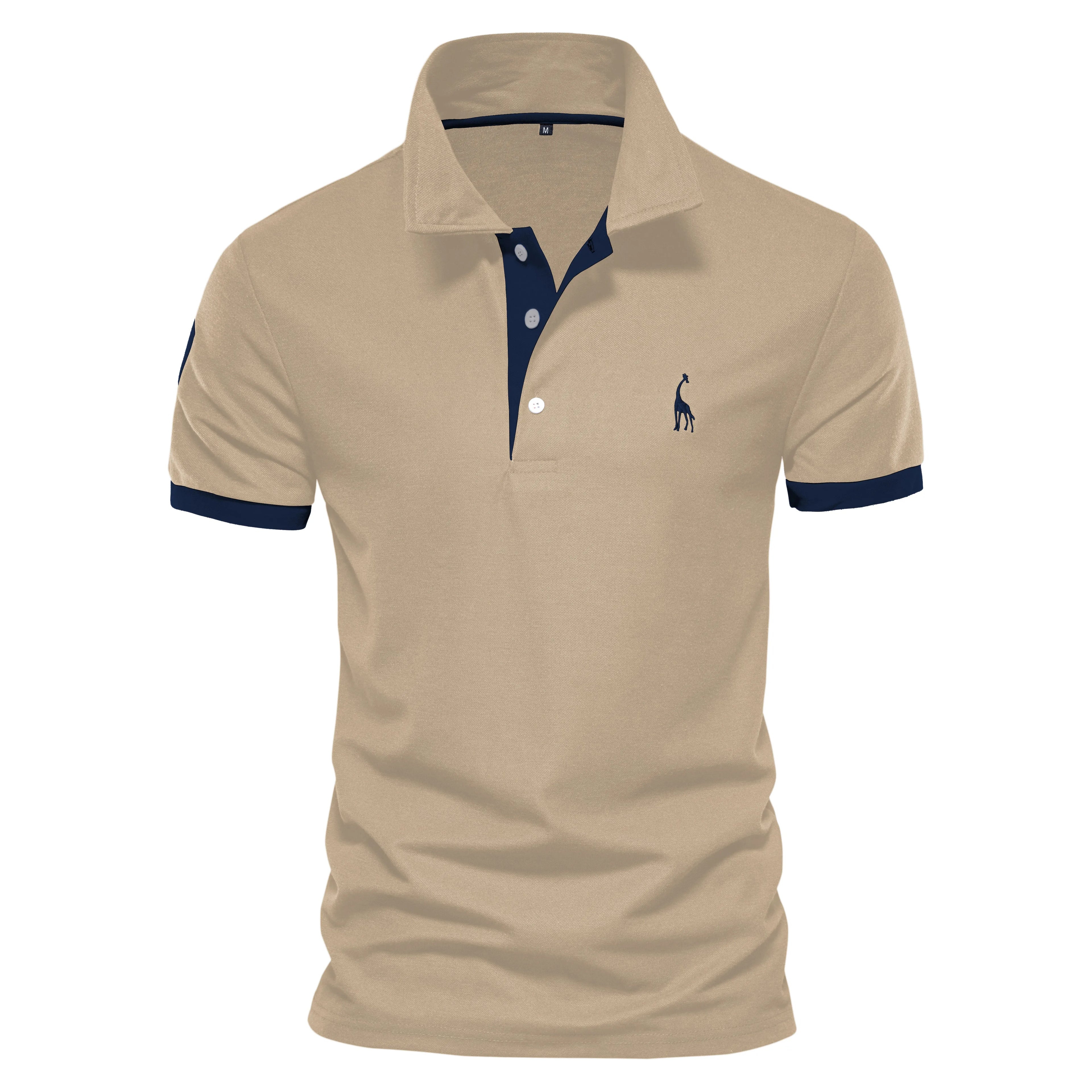 Polo de hombre manga corta bordado en contraste – estilo casual de verano antiencoje