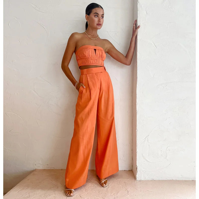 Pantalón Flare de Cintura Elástica con Bolsillos – Estilo Casual y Estilizador ✨