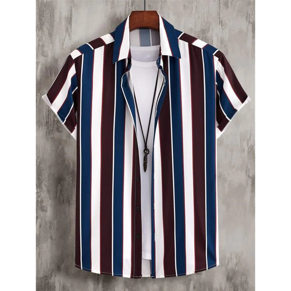 Camisa Informal de Hombre de Pana con Cuello Vuelto – Estilo Verano con Estampado