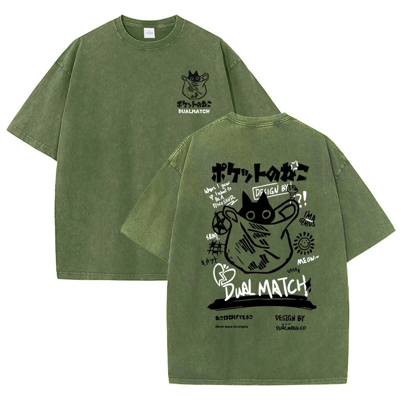Camiseta hombre dibujos animados vintage algodón transpirable verano casual cómoda elástica