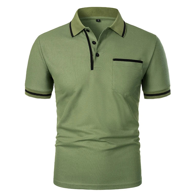 Polo de hombre manga corta elegante casual antiarrugas con botones – verano estilo diario