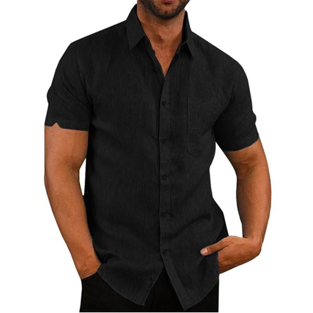 Camisa hombre cuello vuelto verano elegante