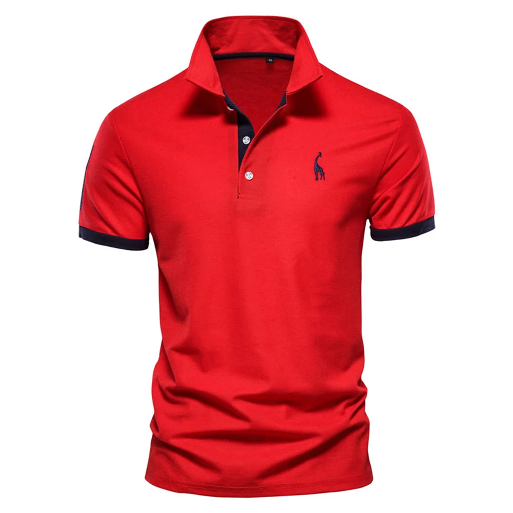 Polo de hombre manga corta bordado en contraste – estilo casual de verano antiencoje