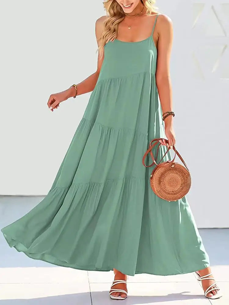 Vestido Largo de Lino con Corte A-Line