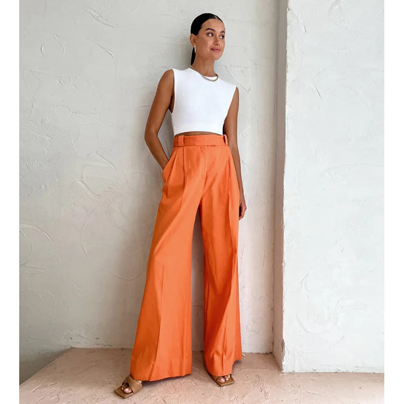 Pantalón Flare de Cintura Elástica con Bolsillos – Estilo Casual y Estilizador ✨