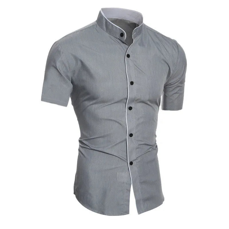 Camisa de hombre informal de manga corta en encaje de bolillos – ligera para verano y primavera