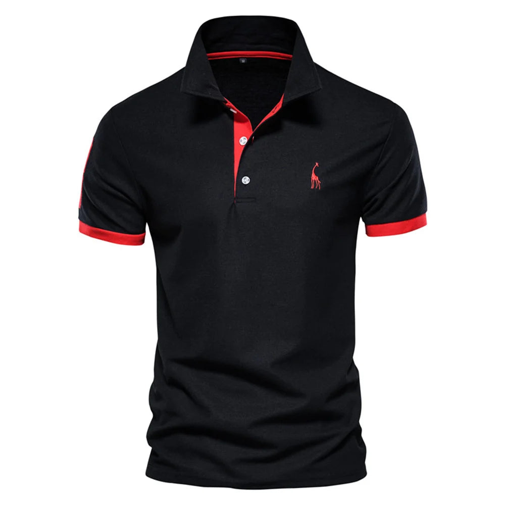 Polo de hombre manga corta bordado en contraste – estilo casual de verano antiencoje