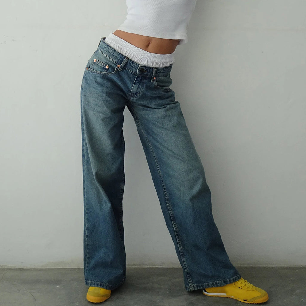 Vaqueros Boyfriend de Cintura Alta para Mujer – Estilo High Street con Bolsillos y Botones