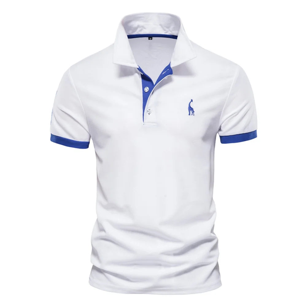 Polo de hombre manga corta bordado en contraste – estilo casual de verano antiencoje