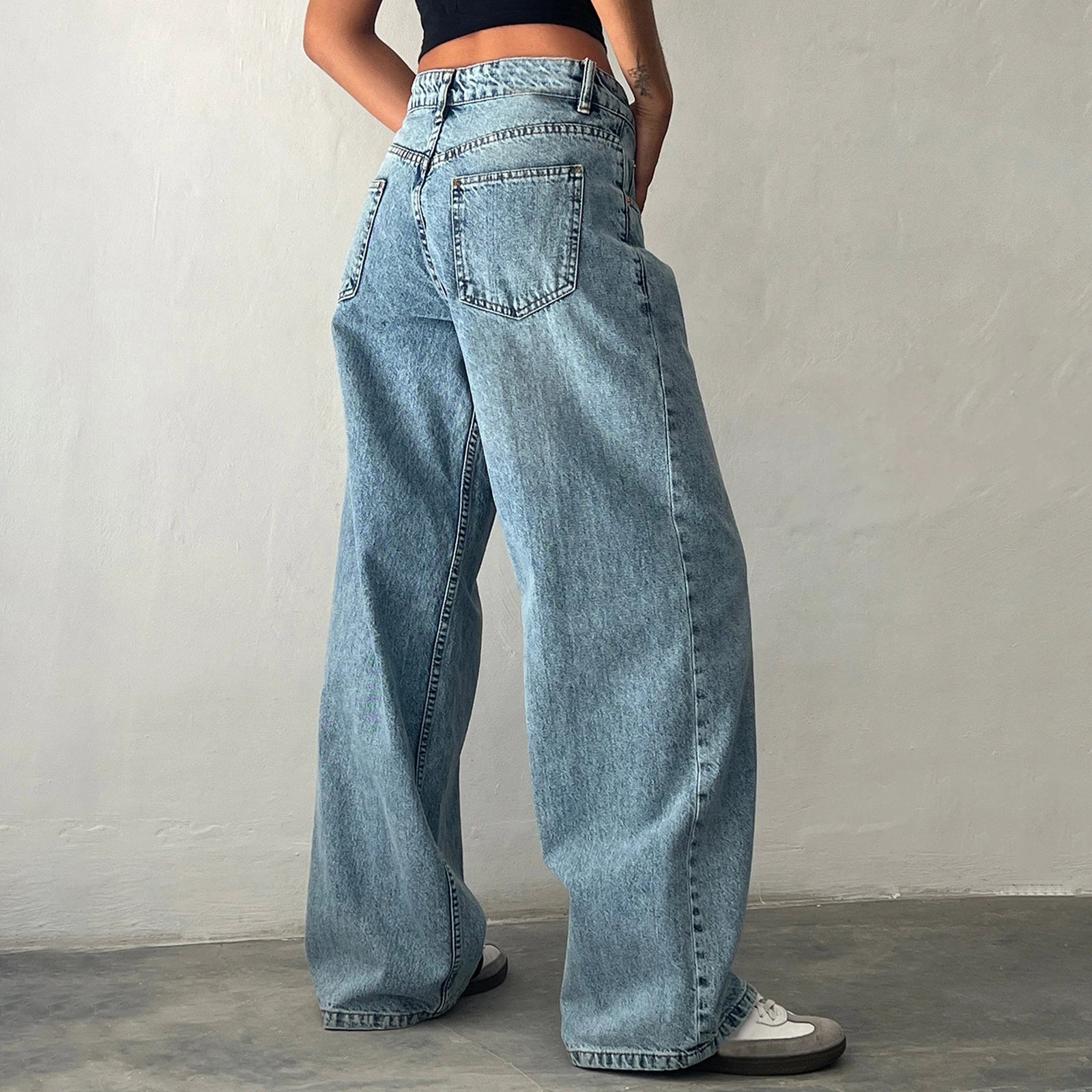 Vaqueros Boyfriend de Cintura Alta para Mujer – Estilo High Street con Bolsillos y Botones