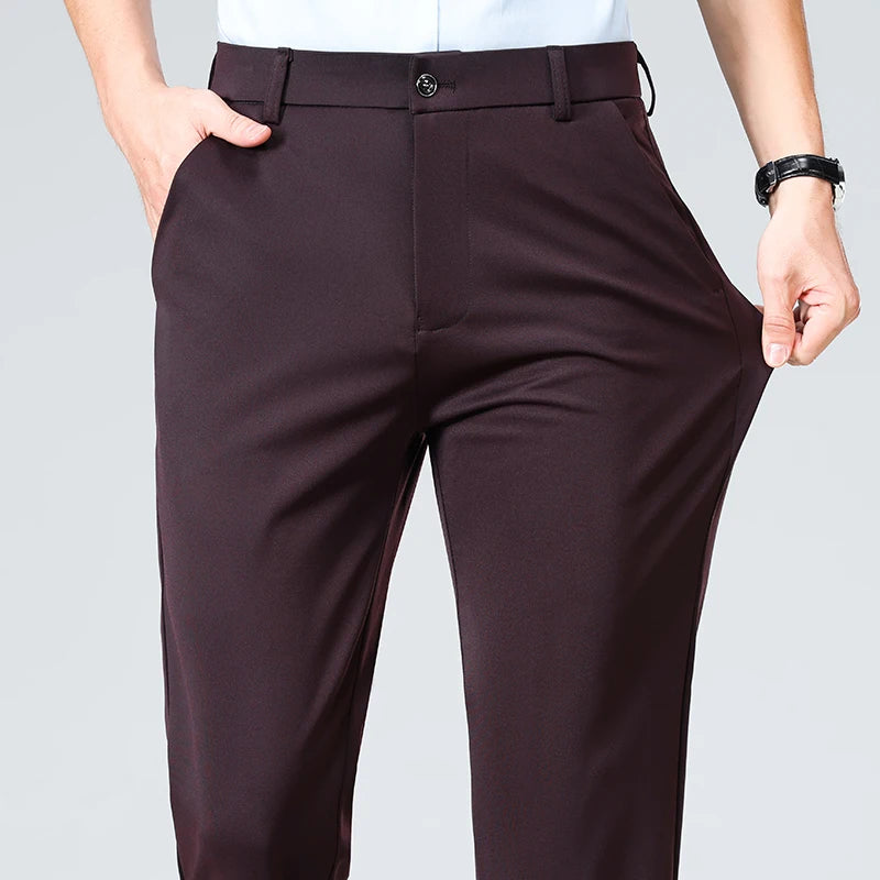 Pantalón de traje de hombre elegante casual slim fit – ideal para negocios primavera y verano