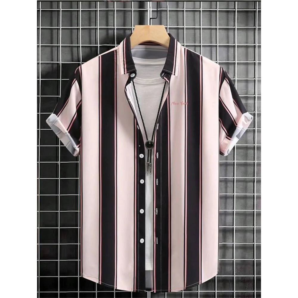 Camisa Informal de Hombre de Pana con Cuello Vuelto – Estilo Verano con Estampado