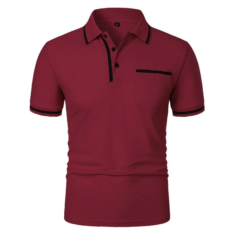 Polo de hombre manga corta elegante casual antiarrugas con botones – verano estilo diario