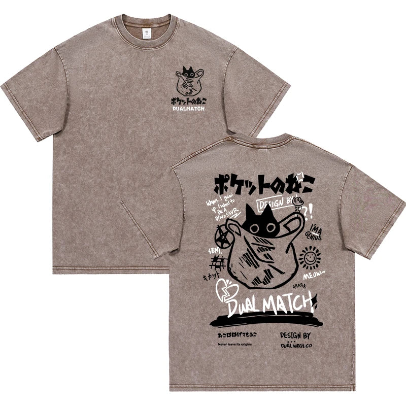 Camiseta hombre dibujos animados vintage algodón transpirable verano casual cómoda elástica