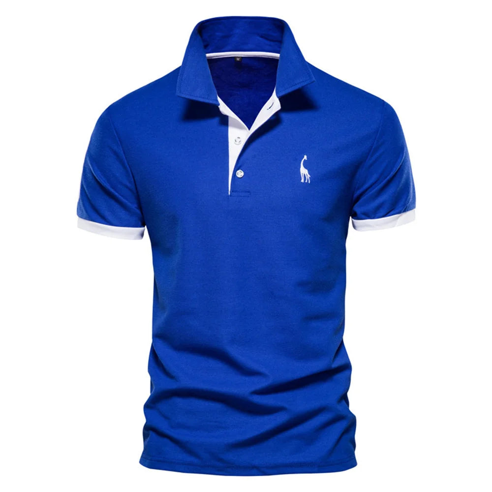 Polo de hombre manga corta bordado en contraste – estilo casual de verano antiencoje