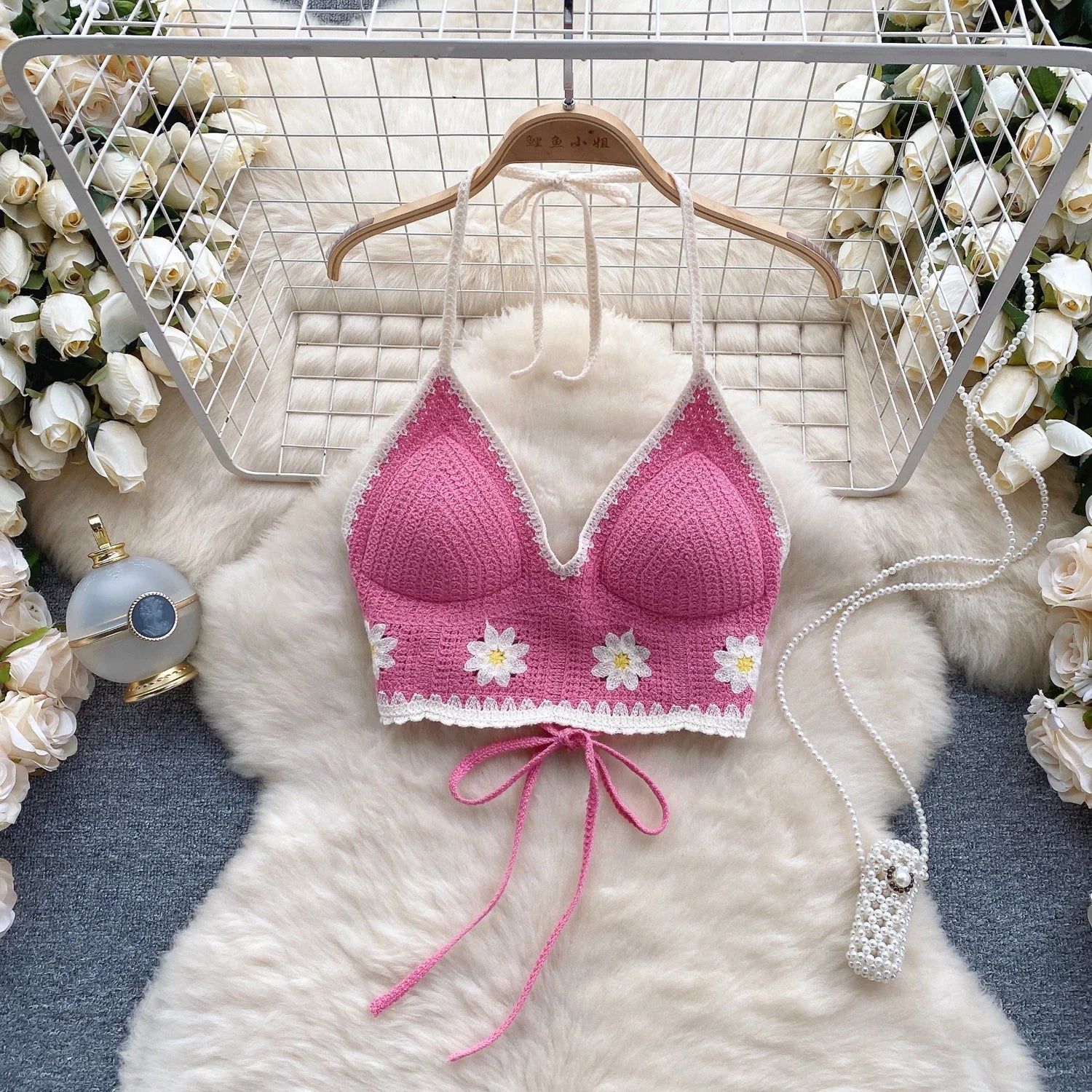 Top floral bordado para mujer – estilo dulce de encaje ideal para verano