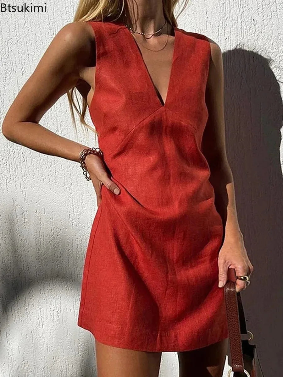 Vestido Corto algodón-lino – El Básico que Estiliza y Siempre Queda Bien ✨