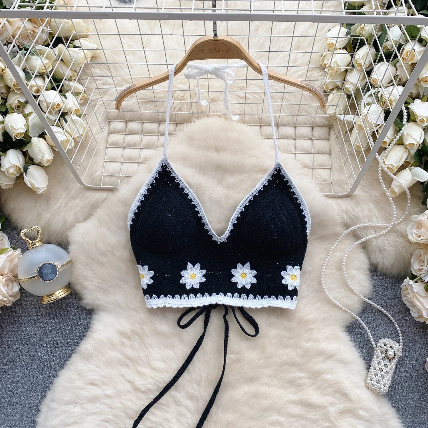Top floral bordado para mujer – estilo dulce de encaje ideal para verano