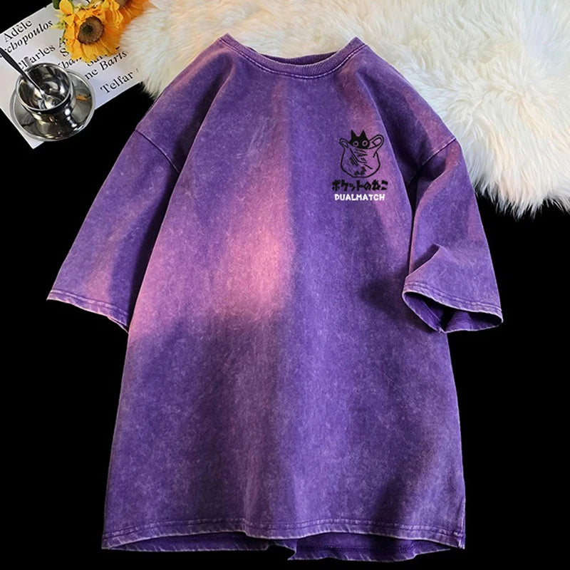 Camiseta hombre dibujos animados vintage algodón transpirable verano casual cómoda elástica