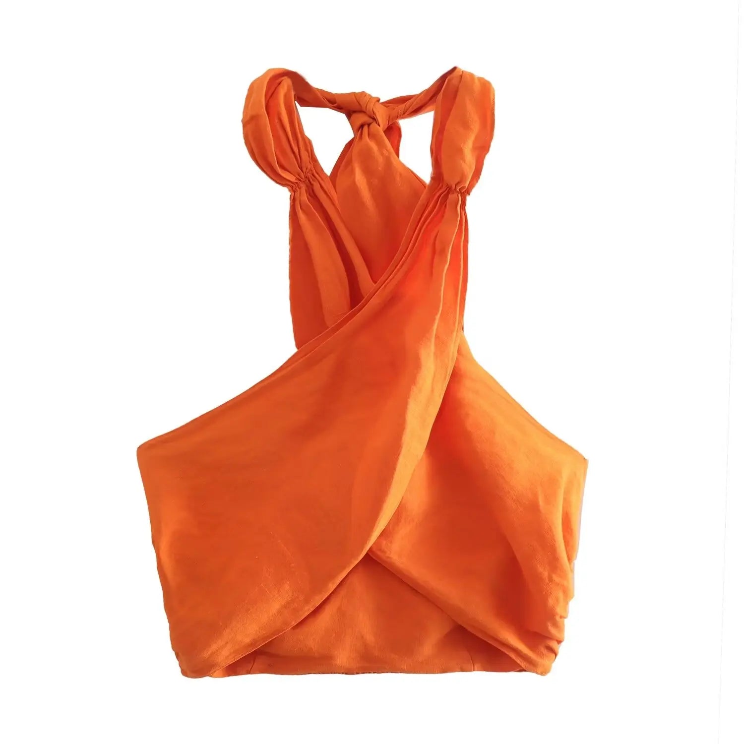 Camiseta sin mangas ajustada con escote halter cruzado de Cotton & Line