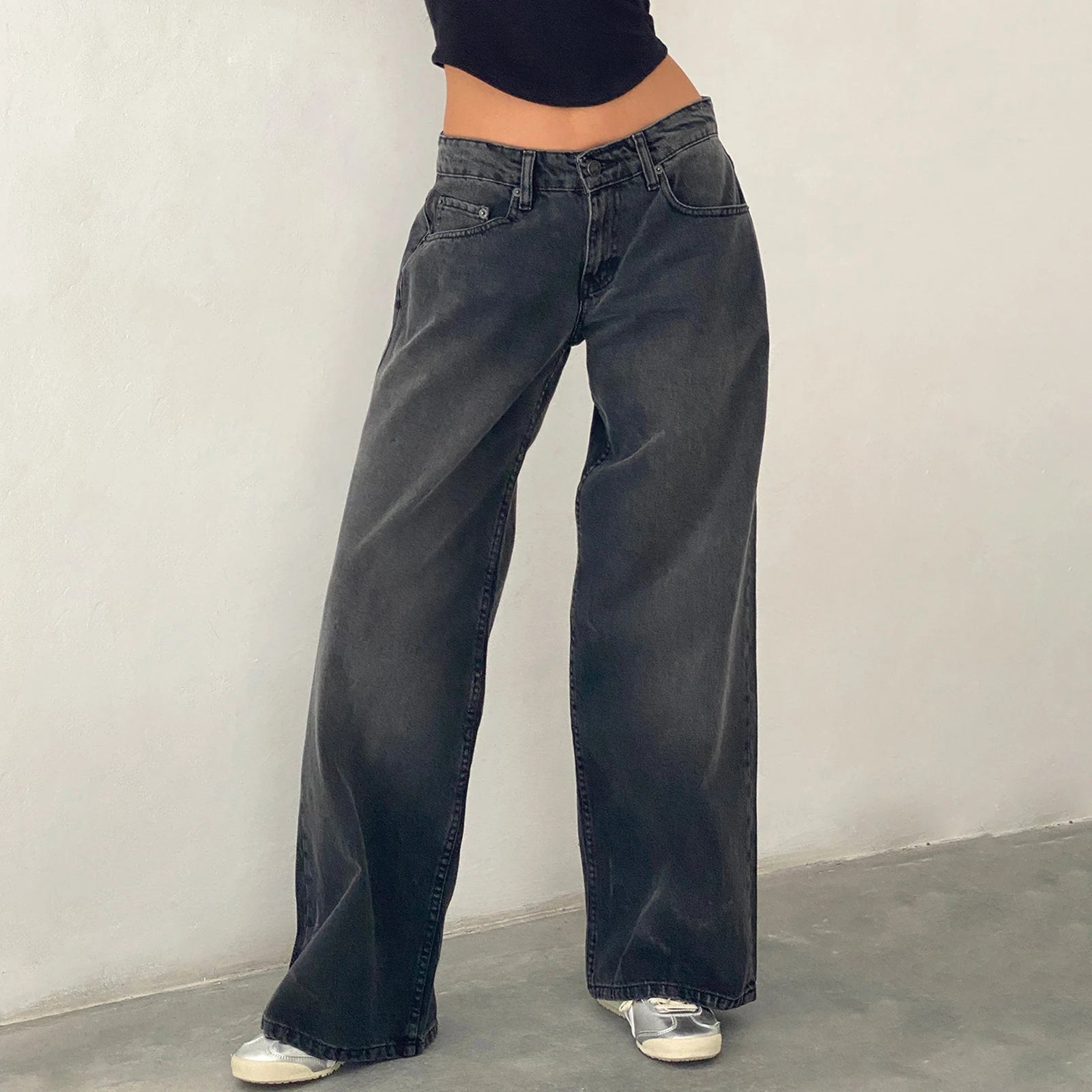 Vaqueros Boyfriend de Cintura Alta para Mujer – Estilo High Street con Bolsillos y Botones