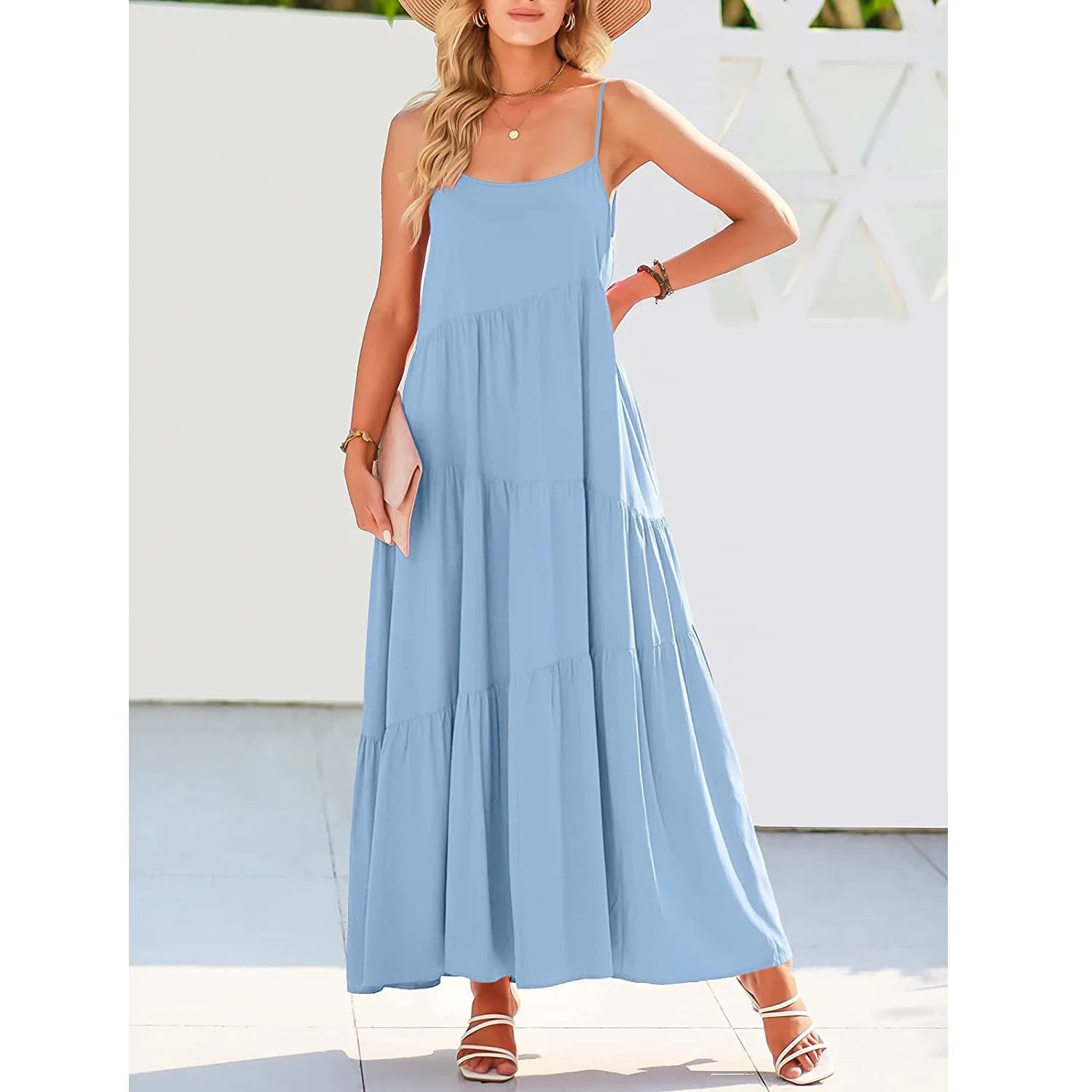 Vestido Largo de Lino con Corte A-Line