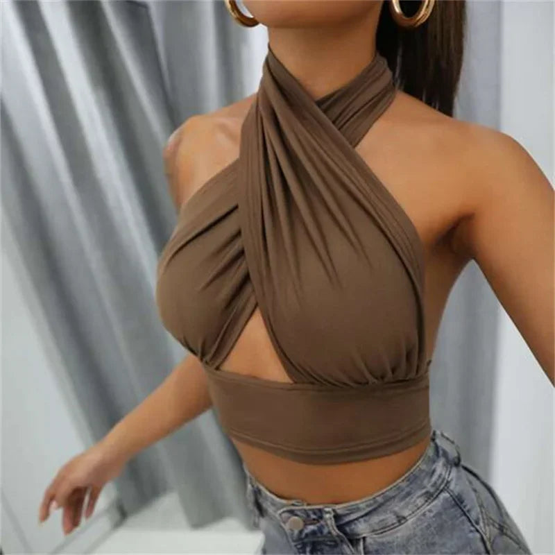 Top corto vintage de pana para mujer – camiseta sin mangas elegante y cómoda para verano