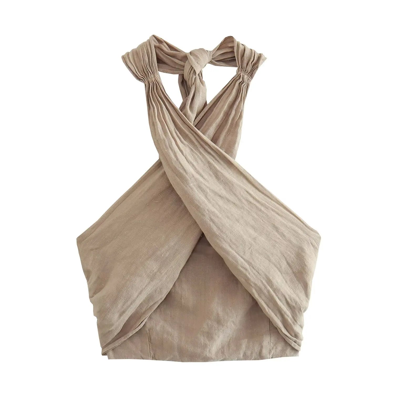 Camiseta sin mangas ajustada con escote halter cruzado de Cotton & Line
