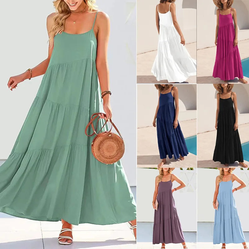 Vestido Largo de Lino con Corte A-Line