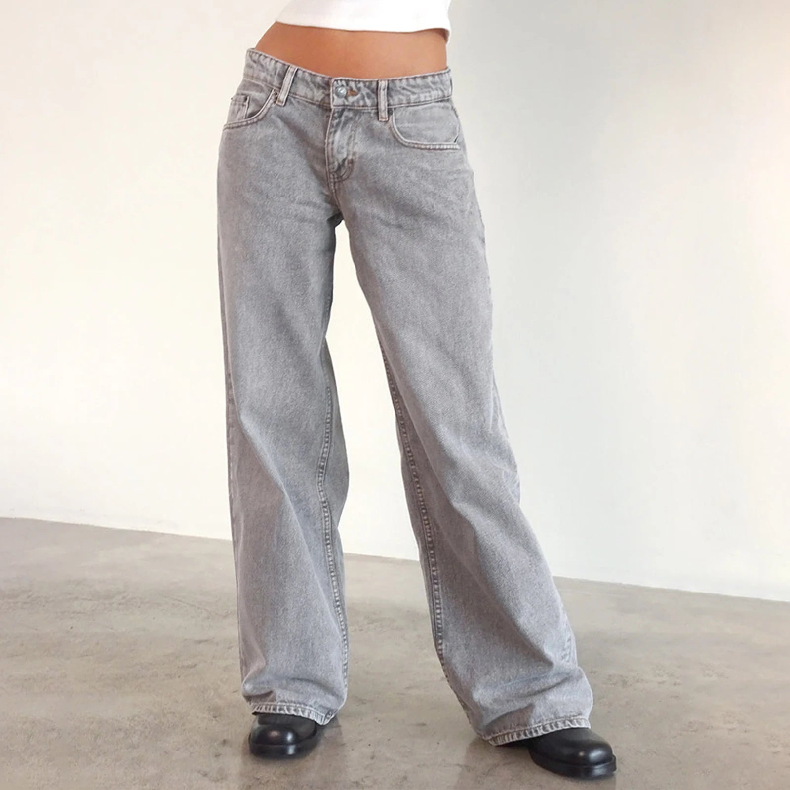 Vaqueros Boyfriend de Cintura Alta para Mujer – Estilo High Street con Bolsillos y Botones