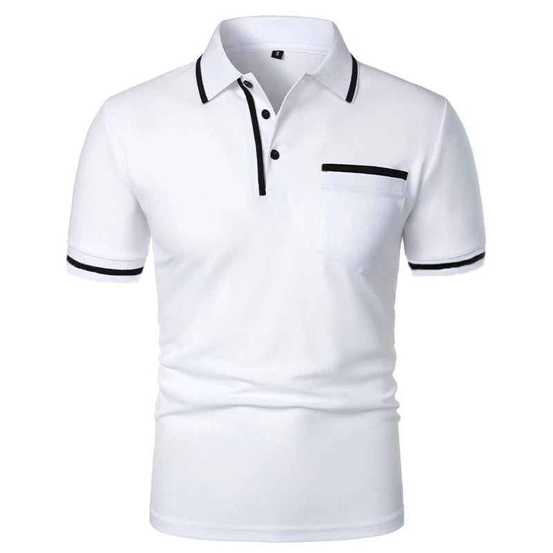Polo de hombre manga corta elegante casual antiarrugas con botones – verano estilo diario